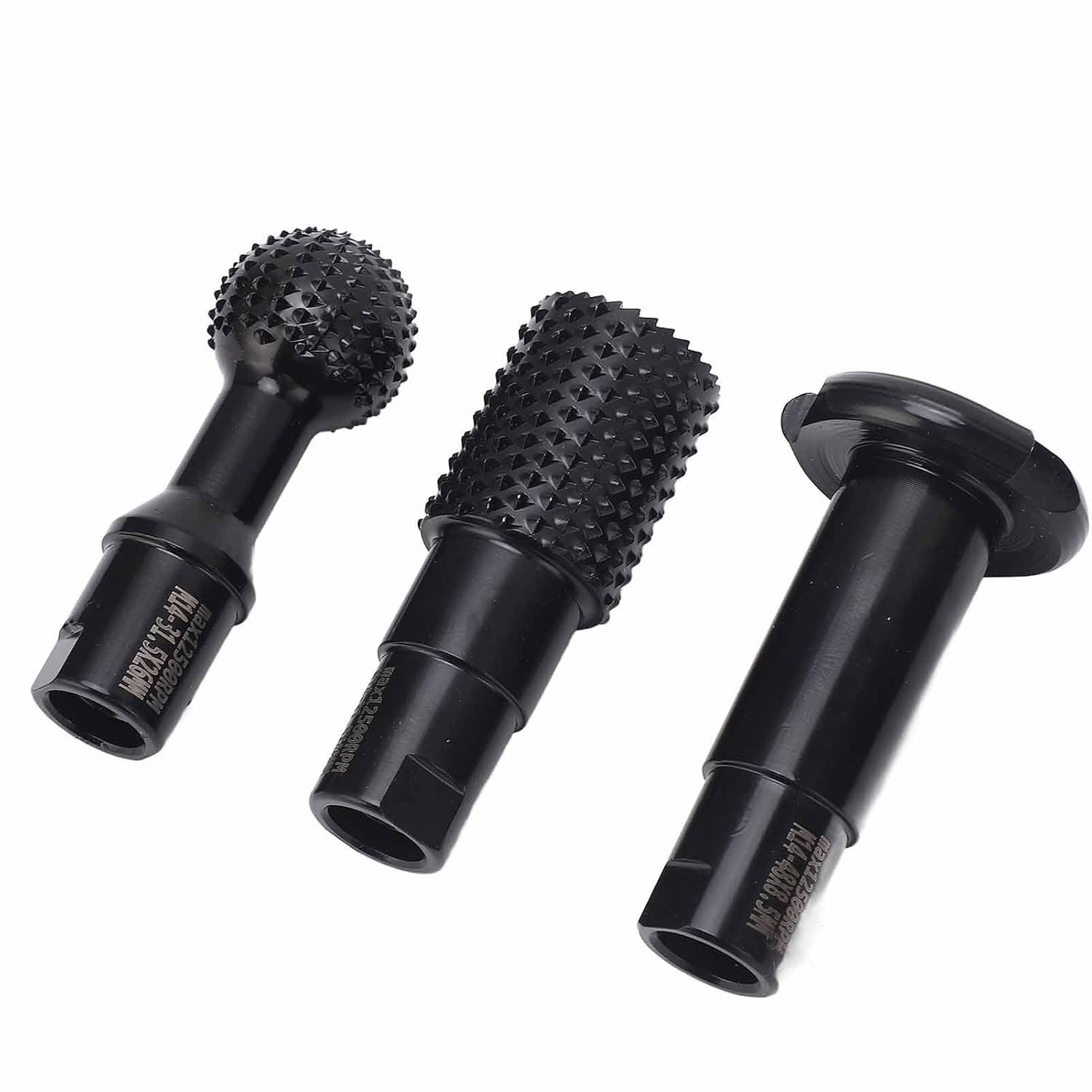 3Pcs Burr Set, 14mm Threaded Woodworking Cutting Files, Solid Carbide Teeth, for 115 125 Type Angle Grinder, Ideal for Wood Carving, Sculpting, Grinding