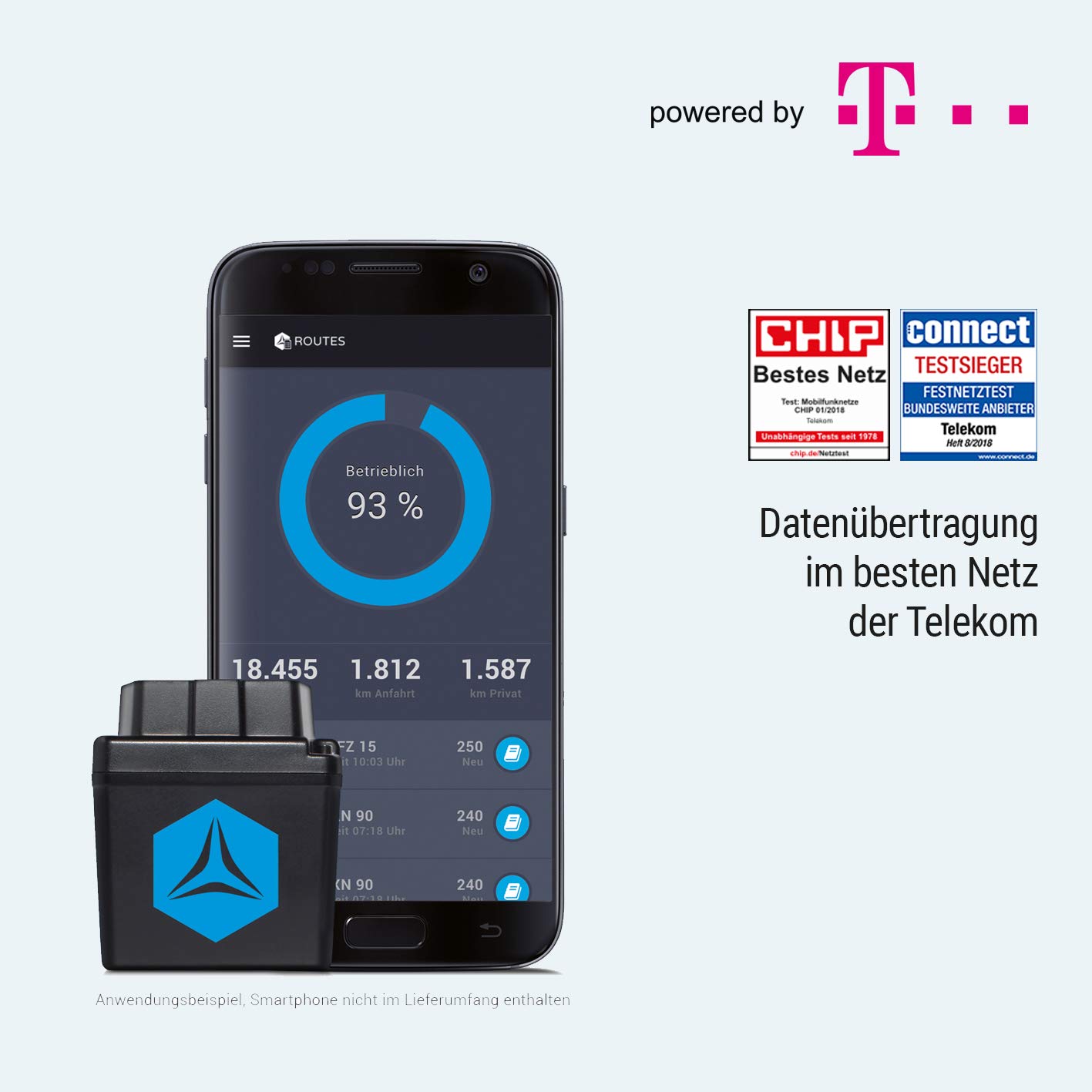 Professionelles Elektronisches Fahrtenbuch von FLEETIZE, Finanzamtkonform, OBD2 GPS Tracker mit EU SIM Karte, Fahrtenschreiber, inkl. 6 Monate Software-Lizenz, automatisch, flottenfähig, kabellos