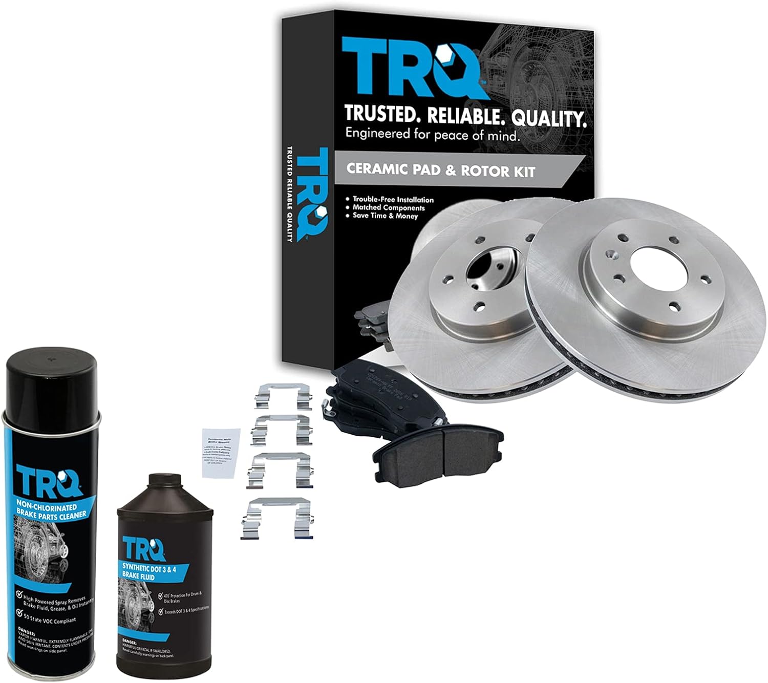 TRQ Front Brake Pad & Rotor Kit Brake Chemical Kit Brake Pads Brake Rotor Ceramic Compatible with 2012-2015 Chevrolet Captiva Sport 2007-2009 Equinox Pontiac Torrent 2008-2010 Saturn Vue Suzuki XL-7