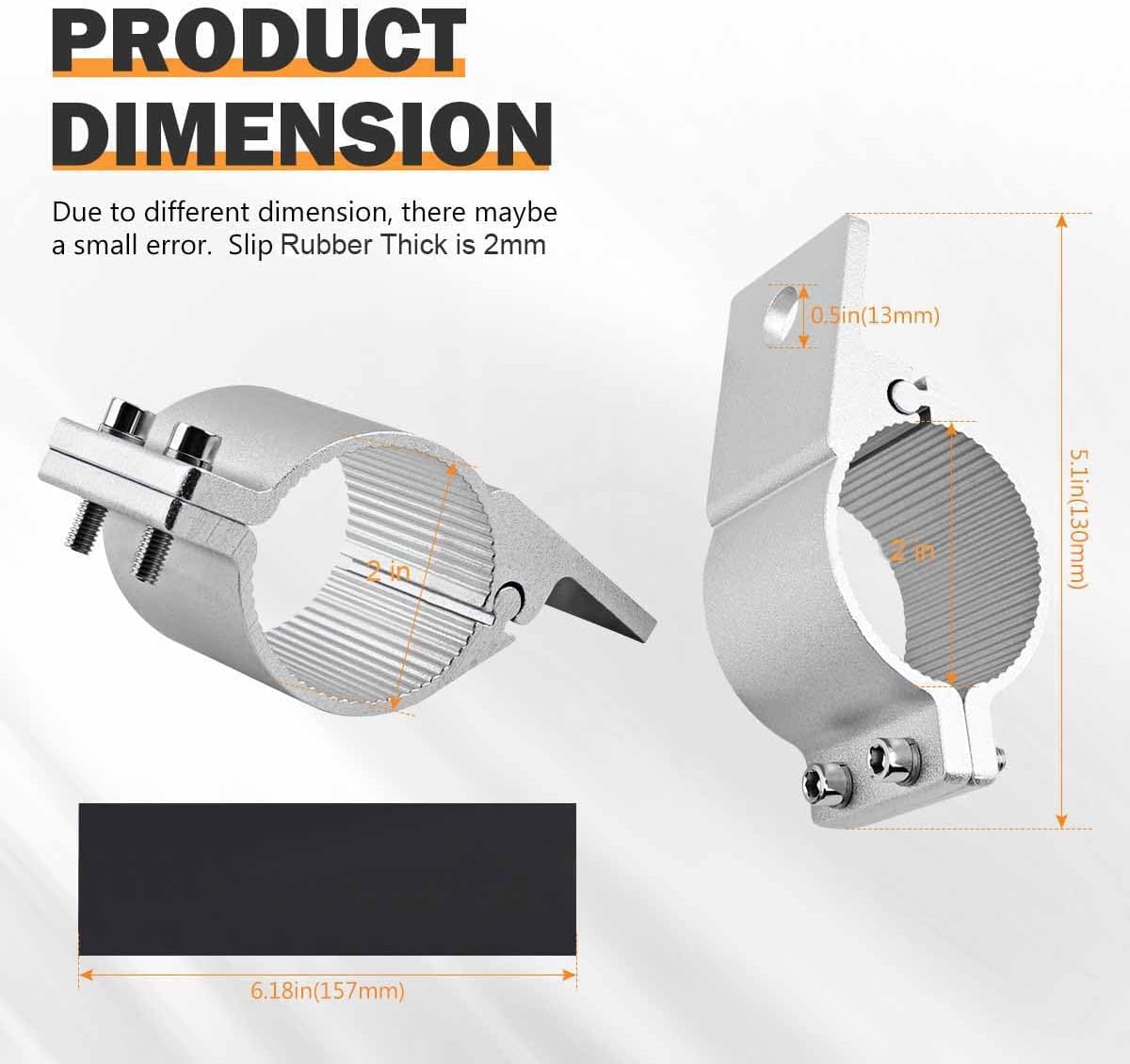 Roof Roll Cage Holder, 2 in Tube Clamps Mounting Brackets Aluminum Nudge Bar Tube Clamp Mounting Bracket Kit on Truck ATV UTV, 2PCS