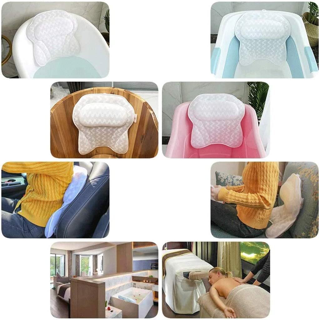 Almohada de SPA Lujo: Ergonómica con Tecnología de Malla de Aire 3D y Ventosas para Soporte Cabeza, Espalda, Hombros y Cuello en Bañera, Jacuzzi y SPA Doméstico