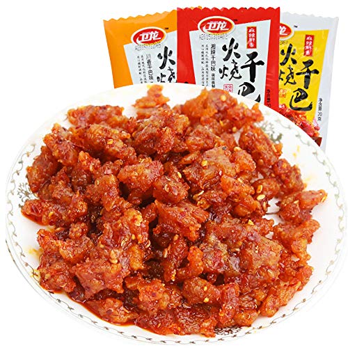 Wei Long 火烧干巴小面筋辣条 Huoshaoganba Gluten Spicy Strip (黄色川香干巴, 8pack-250g)