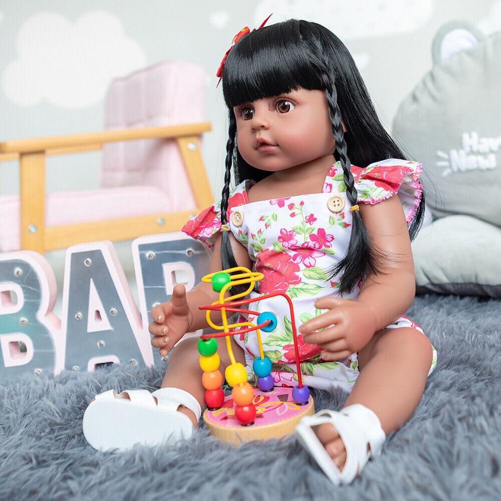 Amazon | Protow リボーンドール 55cmリアルな長い黒髪と琥珀色の目を