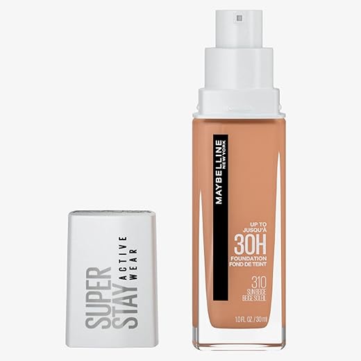Maybelline NY Base Alta Cobertura Super Stay Active Wear Resistente ao Suor Alta Duração até 30h na Pele, Cor 310 Sun Beige, 30ml
