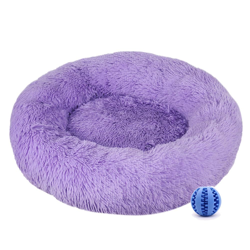 DOTBUY-SHOP Dog Bed Washable, Soft Comfy Cat Bed Felt Donut Dog Bed, Pet Bed With Slip-Resistant Bottom, Orthopedic Dog Beds Gift for Small Dogs and Cats (100CM,Purple)