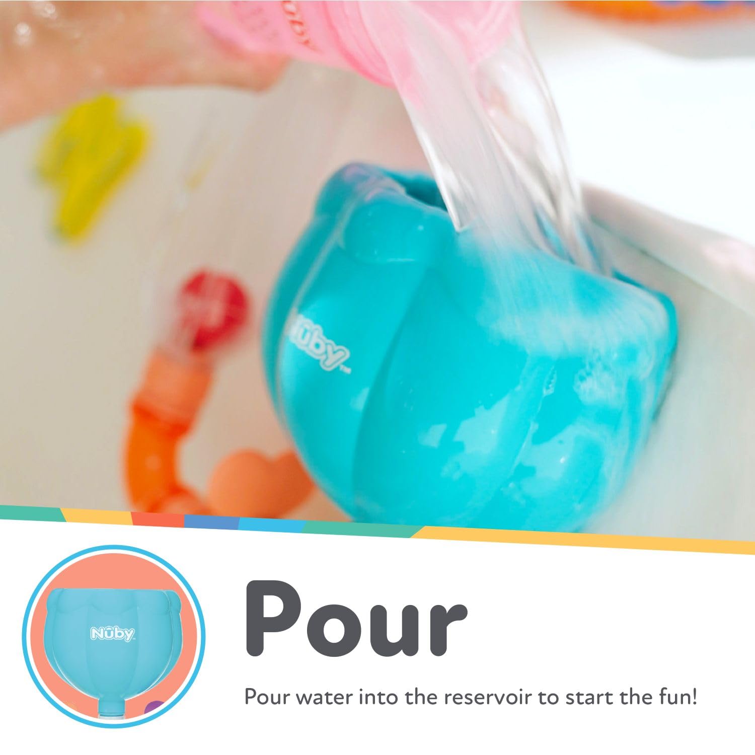 Nuby - Wacky Waterworks - Jouet de Bain avec Ventouse et Activités Créatives - 10 Pièces Emboîtables - Aide au Développement sensoriel - Composition et Assemblage Facile - Jouet de Bain Bébé +18 Mois