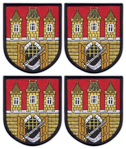 Écusson brodé Prague Noir Velcro pour blouson, patch héraldique réutilisable