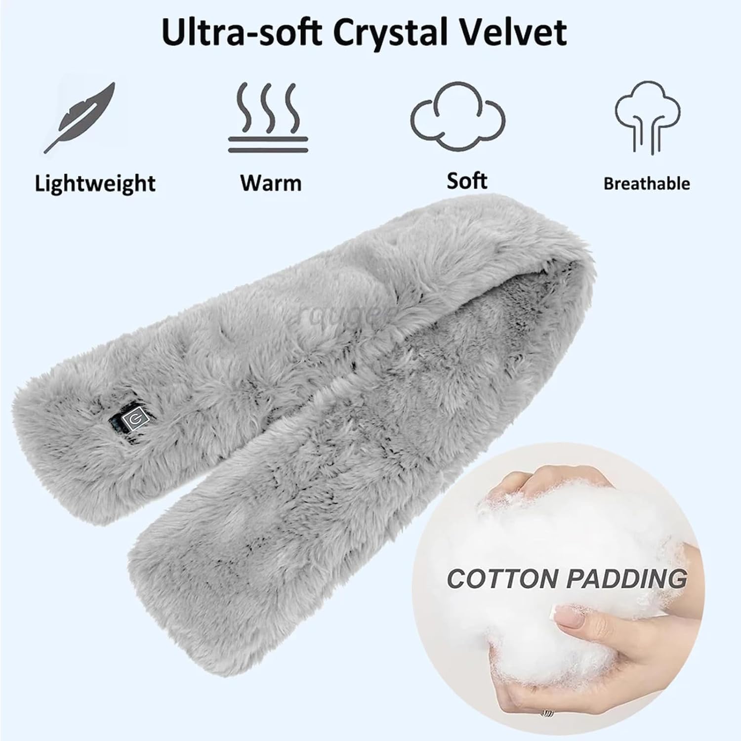 Voltex - Sciarpa riscaldata da donna, Voltex, sciarpa riscaldata elettrica Brylony, scaldacollo, sciarpa elettrica riscaldata da donna, ricaricabile tramite USB, colore: bianco