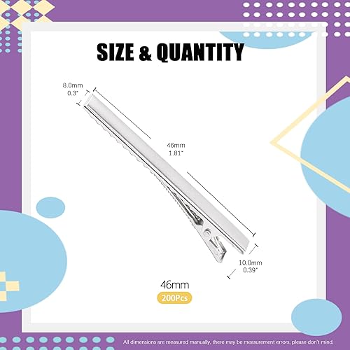 Miniatura 2 de Swpeet Juego de 200 pinzas de pelo de cocodrilo de 1.8 pulgadas a 1.8 in, perfectas para pinzas de pelo de metal con parte superior plana,