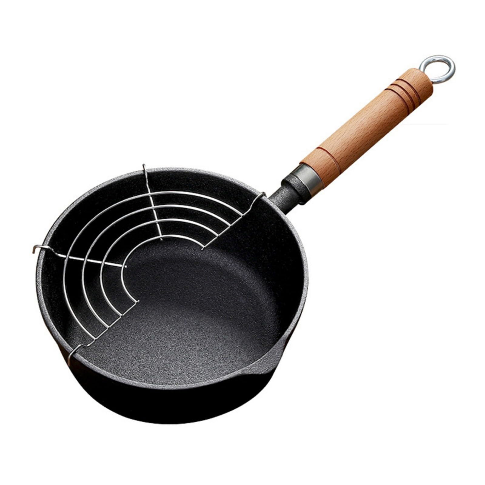 Uqezagpa Cast Iron Pots Fryers Basket Set Efficient Frying Solution Handle Kitchen Appliance Permanent Wrought Iron