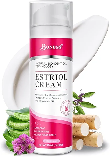 BUNUSS Estriol Face Cream for Women: Natural Bioidentical Moisturizer Cream with Wild Yam for Hormone Balance, Hydrates, Firms & Revitalizes Skin, 4.06 fl. Oz(3 Month Supply)