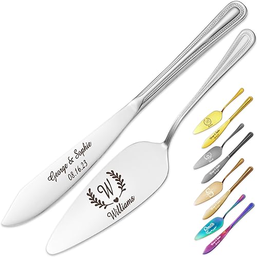Juego de cuchillo y servidor personalizado para pastel de boda, juego de corte grabado personalizado, cortador personalizado, regalo para despedida