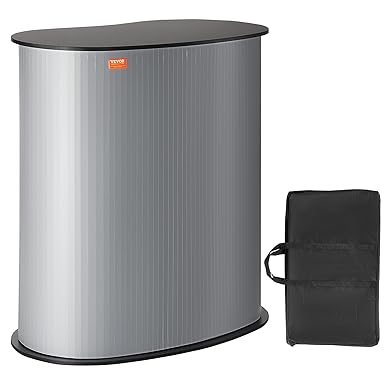 VEVOR Portable Tradeshow Podium Table, 35.43" x 19.29" x 37.01", Display Exhibition Counter Stand Booth Fair with Wall, Foldable Promotion Retail Bar Table Pop Up Podium Counter with Carrying Bag