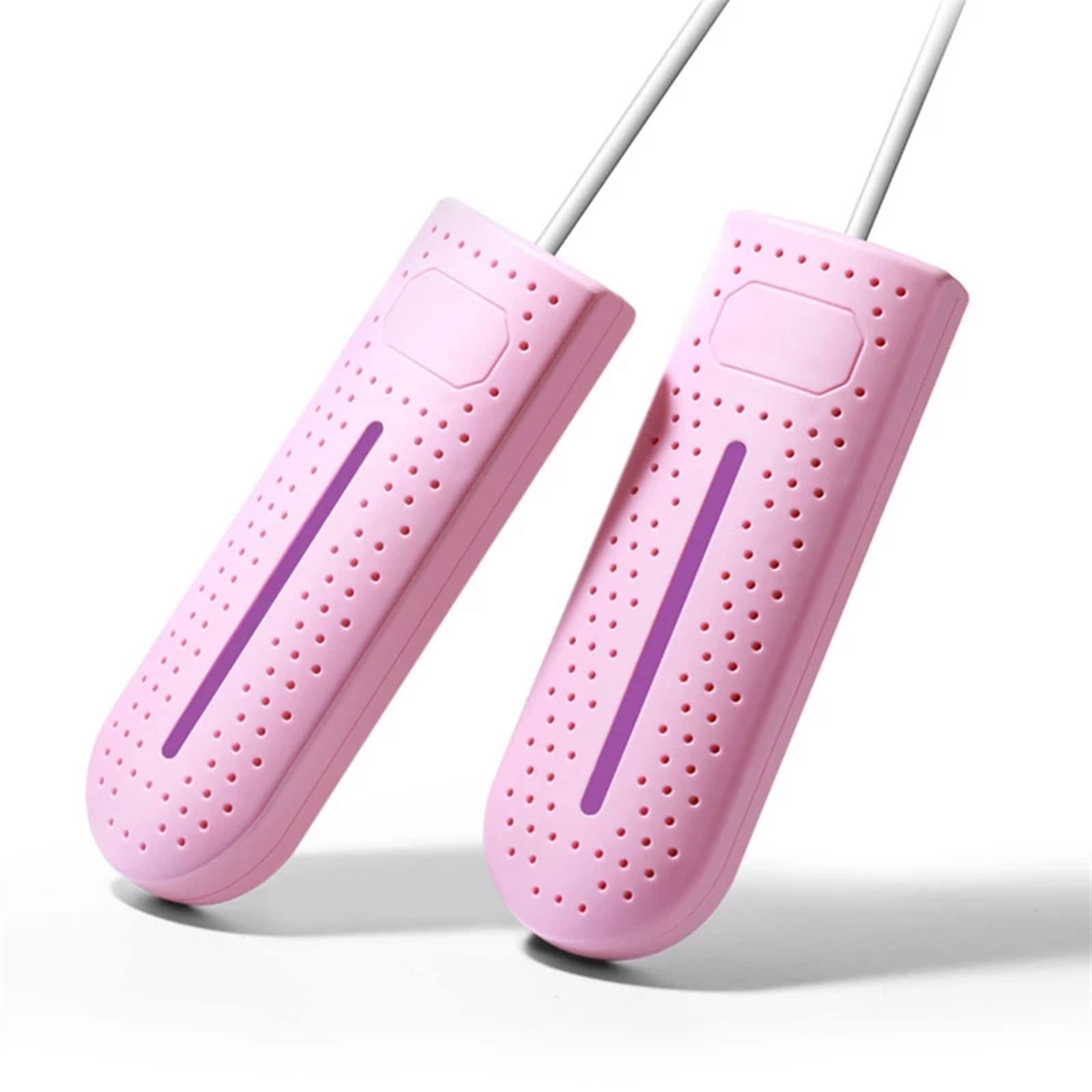Asciugascarpe intelligente elettrico ultravioletto asciuga scarpe e deodorante con timer scarpe stivali calzini scaldino adulto a forma di piede nessun rumore forte (rosa)