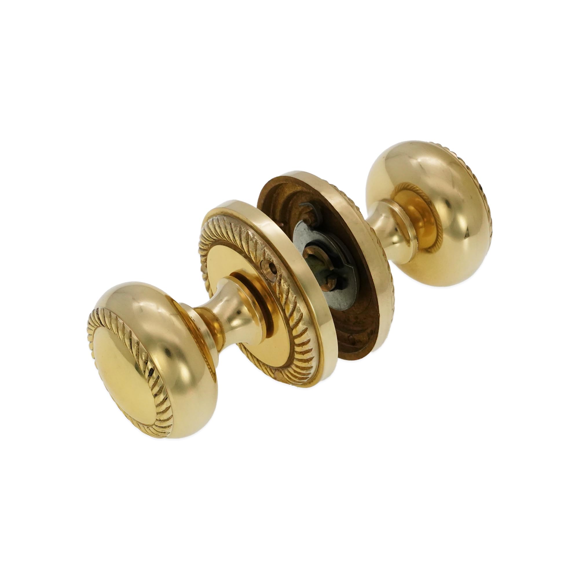 Türknauf-Set, massives Messing, robust, georgianisch, rund, 50 mm (poliertes Messing)