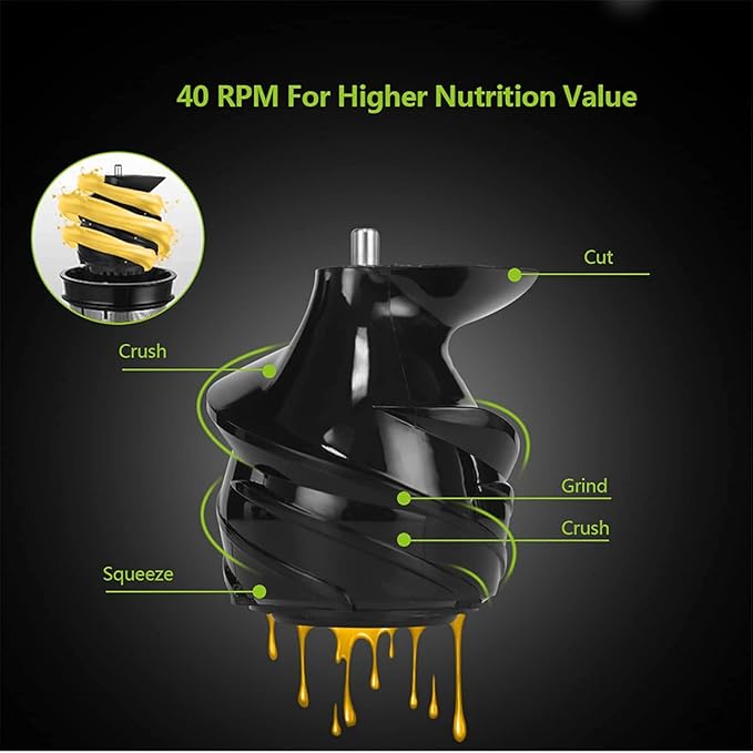 Extractor de Jugos Prensado Frío Motor Silencioso 200W Acero Inoxidable miniatura 5