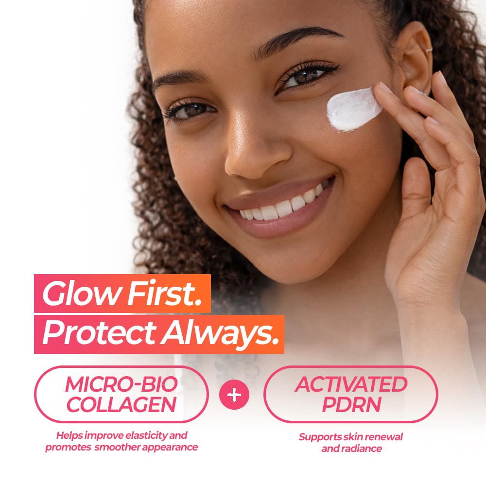Troubless Glass Glow PDRN Collagen SPF 50 Sunscreen face - Hydrating & Moisturizing Broad Spectrum Sunscreen - Vegan, Lightweight, Non-Comedogenic - Korean Skin Care for All Skin Types 1.69 fl oz