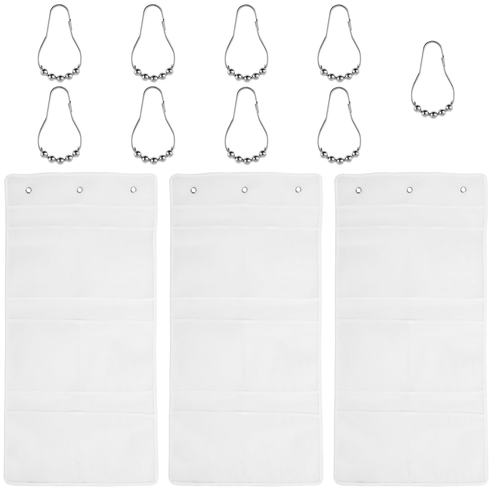 QENWKXZ Mesh Shower Organizer Hanging Caddy 7 Pockets Hanging Shower Organizer with Quick Drying Mesh Bath Toy Holder