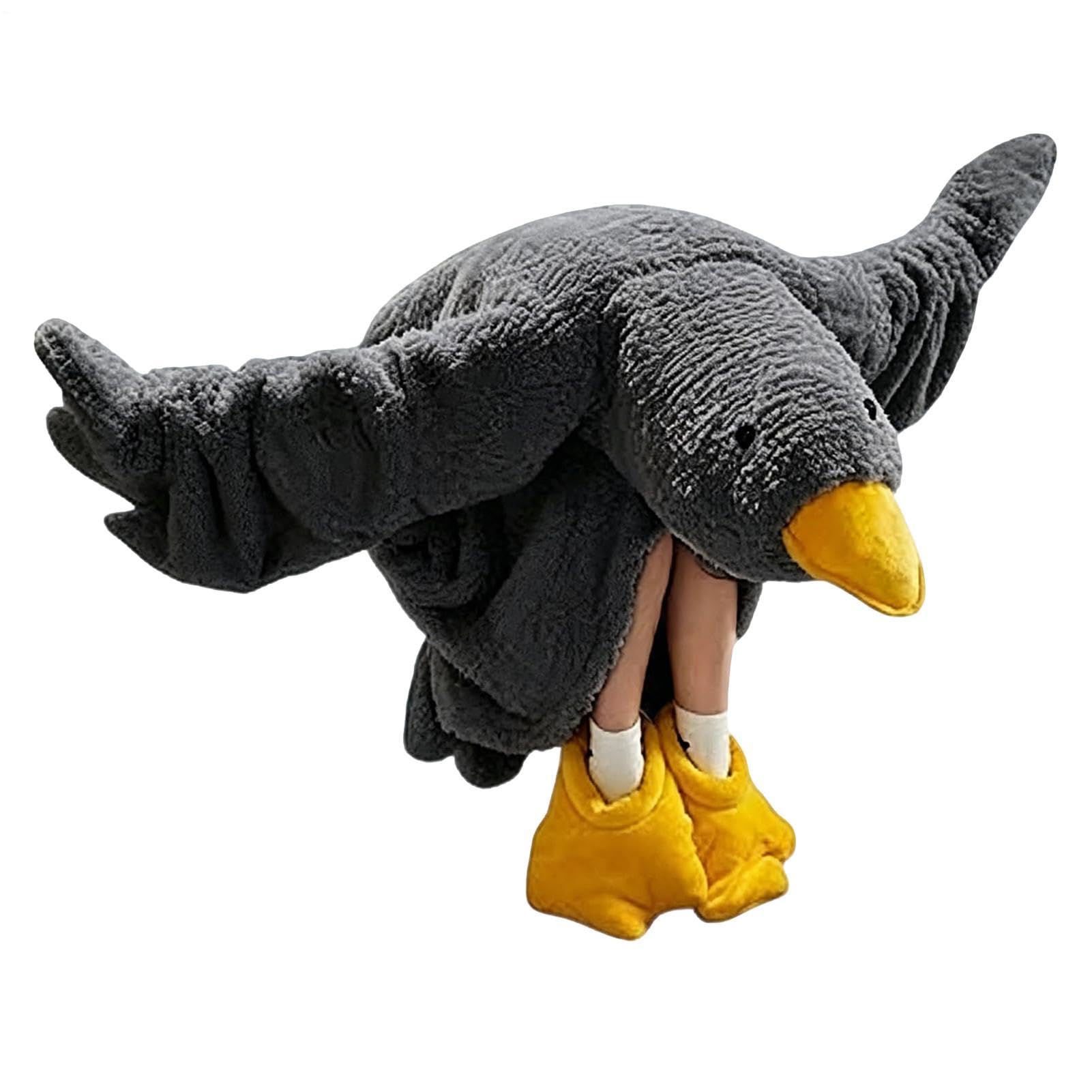 Combinaison en forme de canard pour enfants et adultes, pyjama amusant en forme d'oie, couverture à capuche avec chaussures, mignon et chaud, sac de couchage, costume de costumade pour femmes, hommes