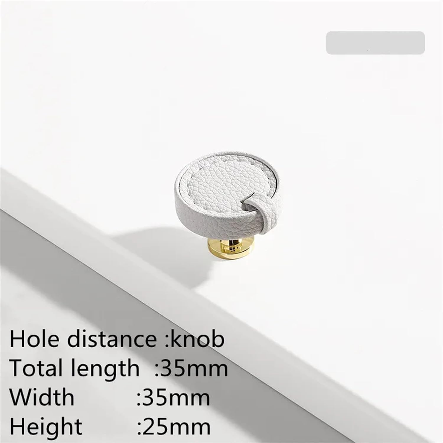 Leather Solid Zinc Alloy Furniture Cabinet Door Handles Drawer Knobs Cupboard Wardrobe Pulls Furniture Hardware 2Pcs(White Round)