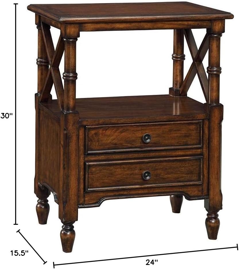 Walnut Finish Rectangular Wooden Accent Table with Storage