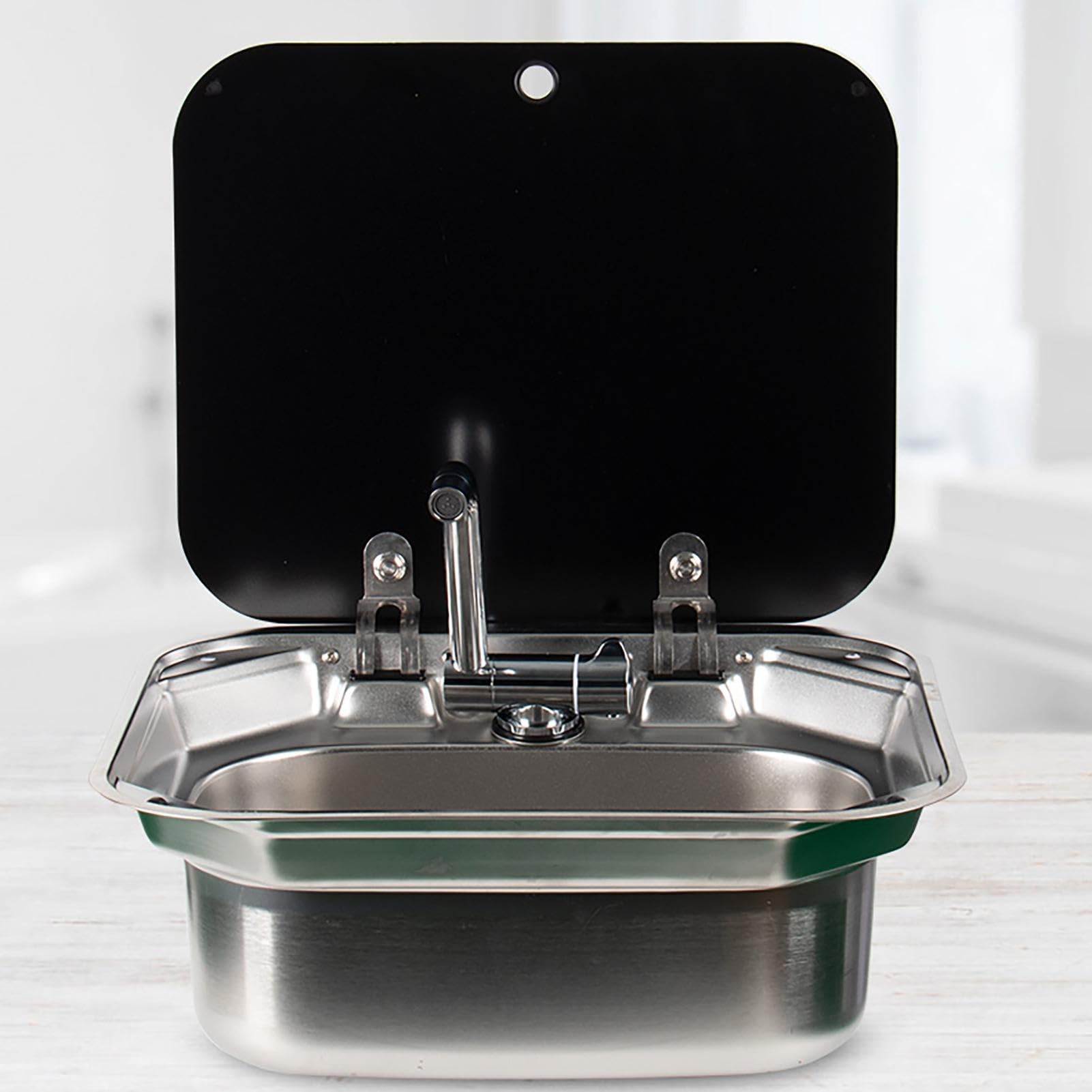 Fregadero Plegable de Acero Inoxidable de Repuesto para Caravana, Fregadero de Cocina Duradero para Furgoneta Camper, Barra RV, práctico Accesorio de Cocina para Aventuras al Aire