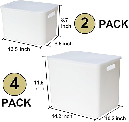 Miniatura 2 de 6 contenedores de almacenamiento con tapas, contenedores de almacenamiento de plástico apilables para organizar, cestas organizadoras para estantes