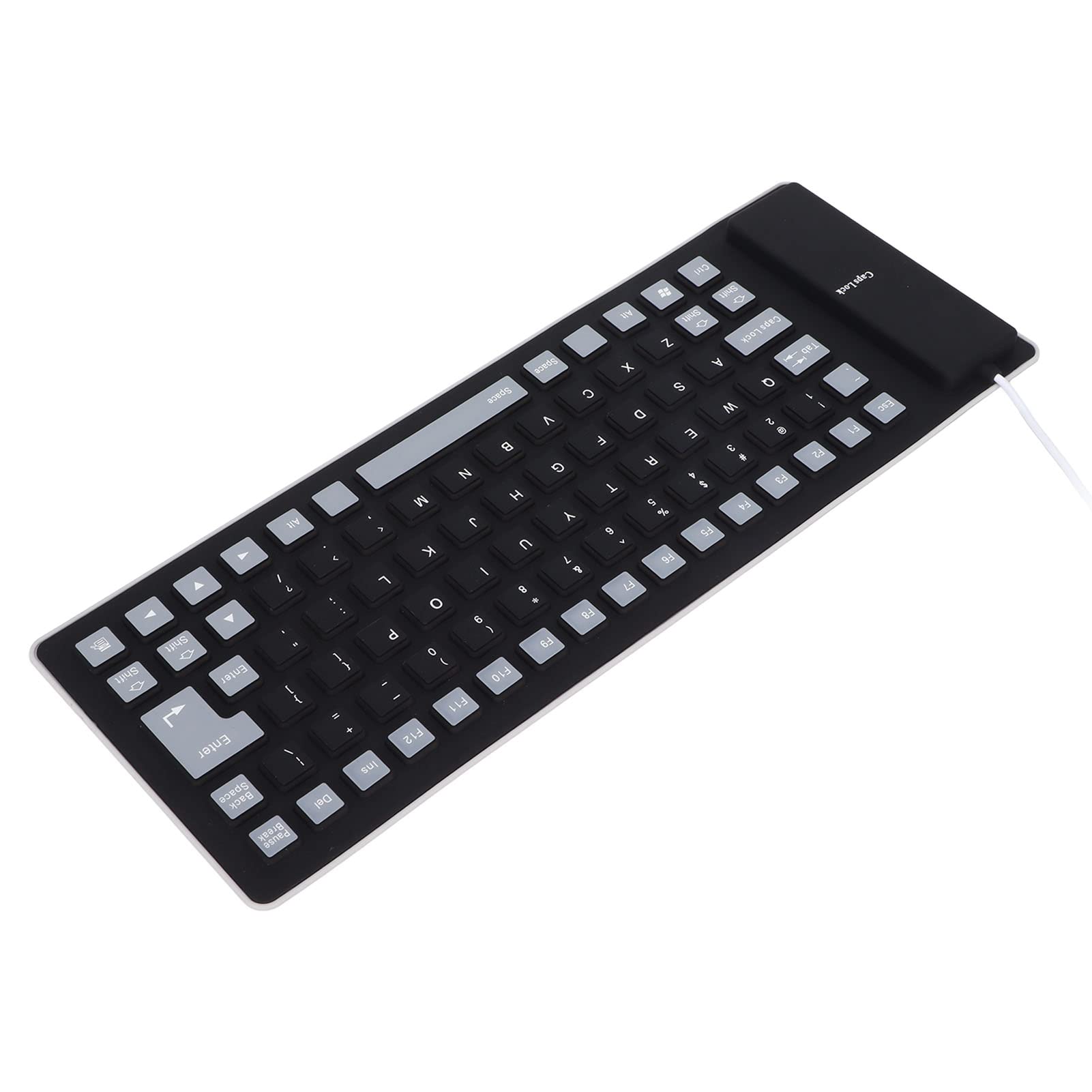 Fdit Teclado Plegable de Silicona Suave, Botón de Silencio, Teclado de Silicona Portátil de 85 Teclas para PC (Black)