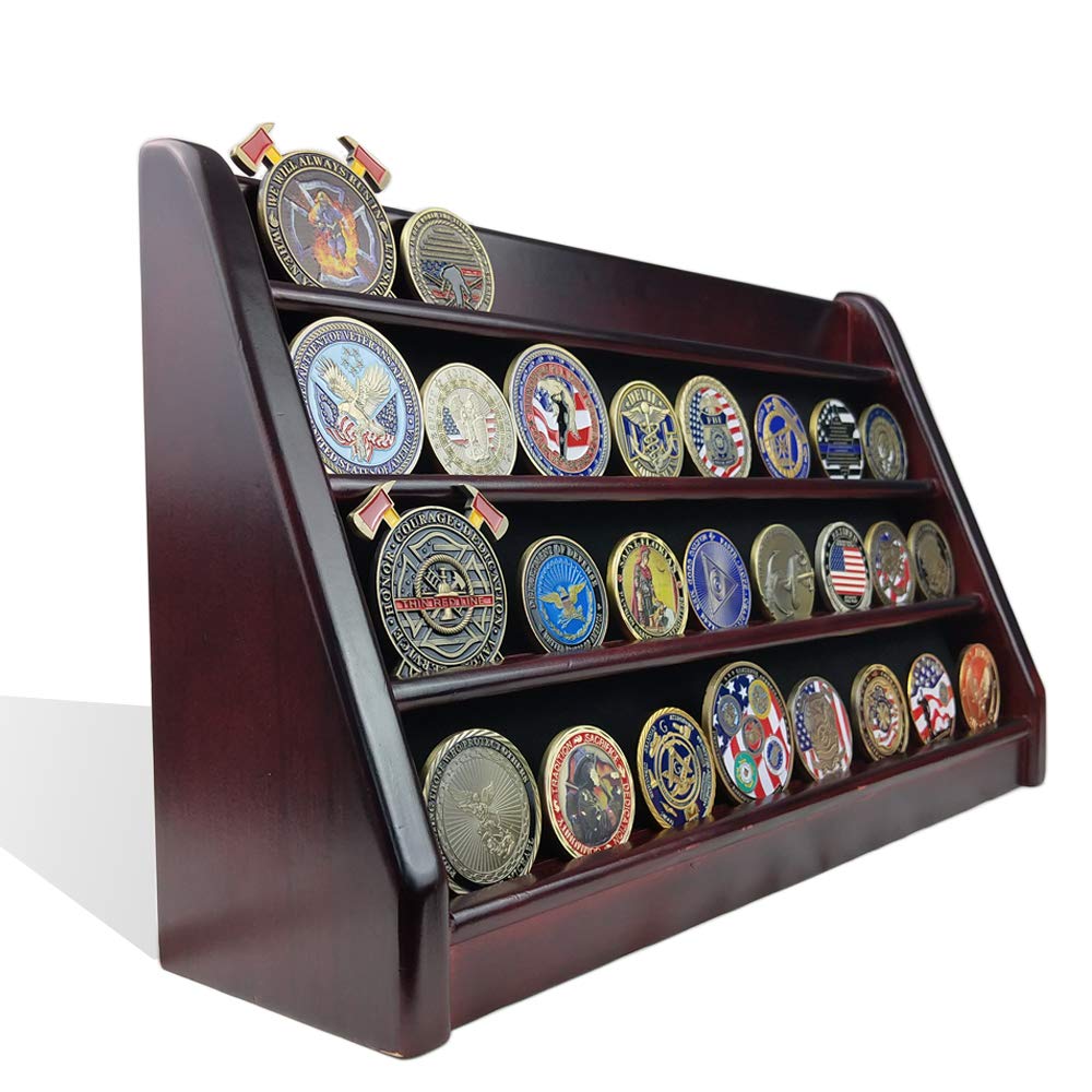 Buy AtSKnSK 4 Rows Army Challenge Coin Display Stand Rack Casino Chip