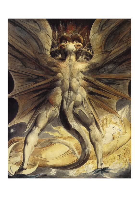 William Blake Poster encadré Dragon Rouge XL décoration bureau