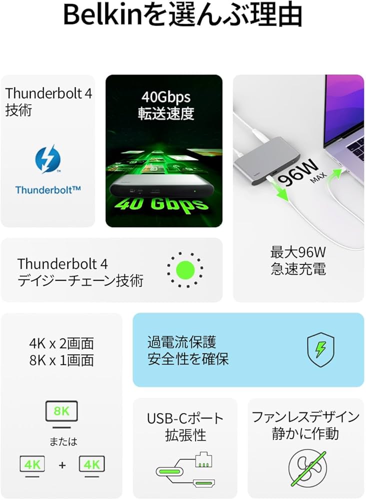 Amazon.co.jp: Belkin [Apple公認] 5-in-1 Thunderbolt 4ドッキング