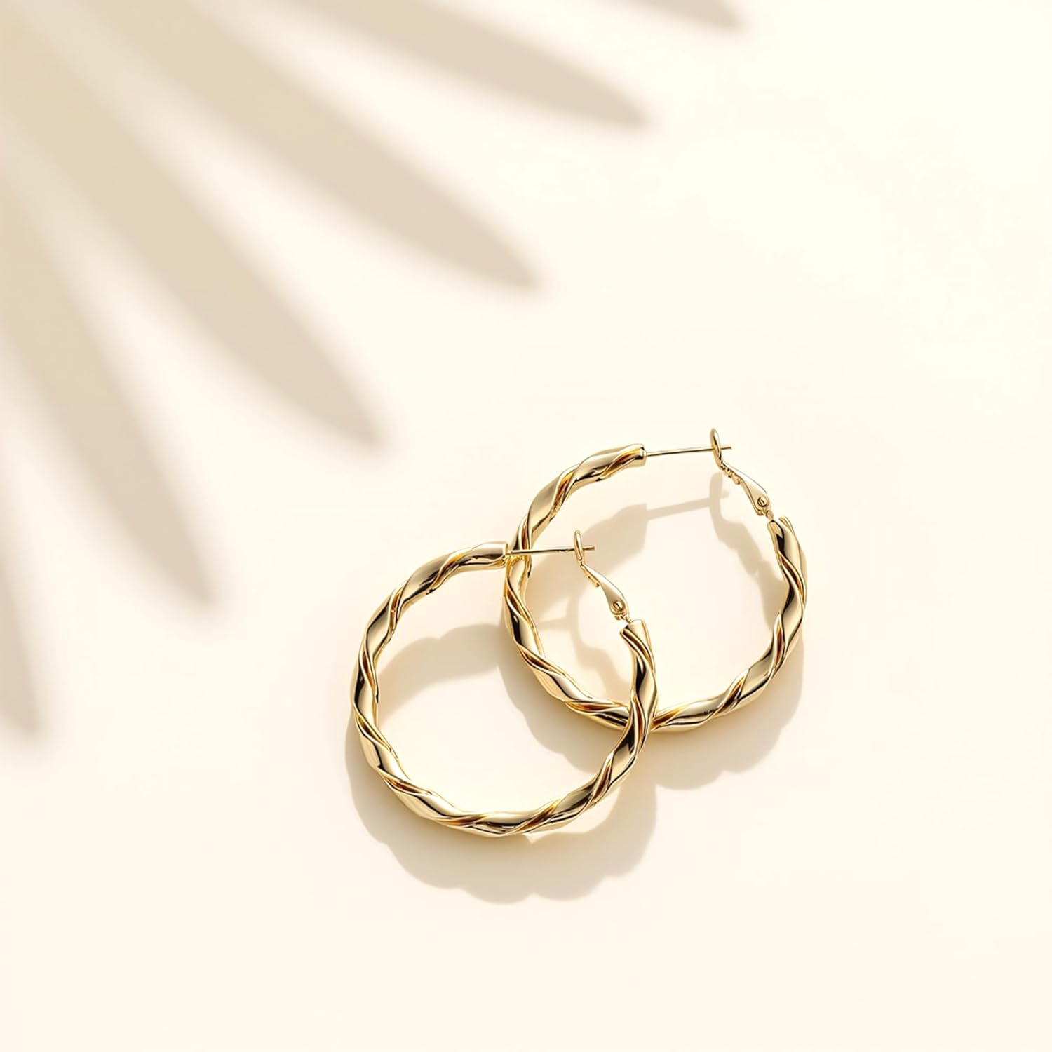 14k Gold Plated Hoop Earrings for Women, 925 Sterling Silver Posts Thick Twist Hypoallergenic Chunky Large Earrings 20mm 30mm 40mm 50mm - Image 7