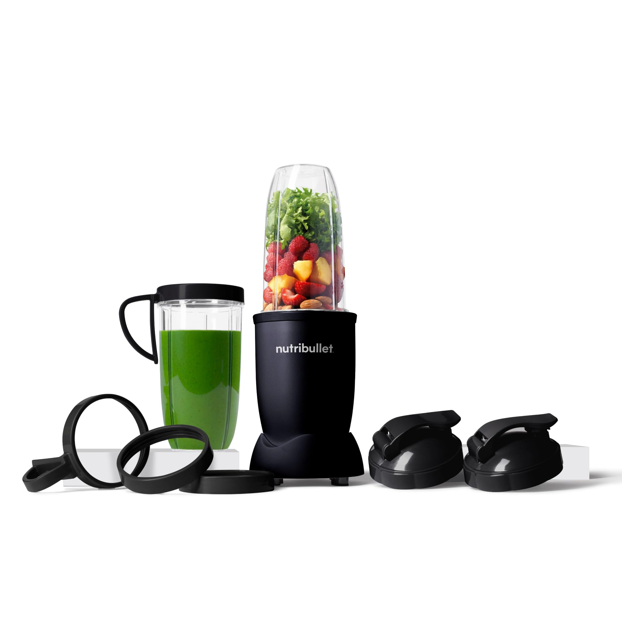 nutribullet Pro 900 Watt, batidora personal, batidora multifuncional, 900w potencia, vasos de 900ml y 700ml, matte negro, NB910MAB