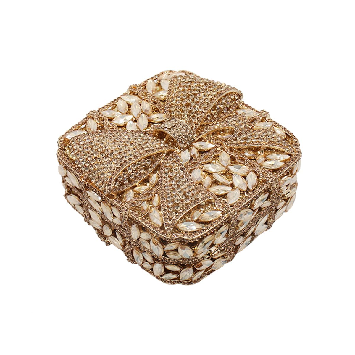 Shining - Bolso de mano para mujer, diseño de lazo y cristal, con diamantes de imitación, para boda, fiesta de graduación