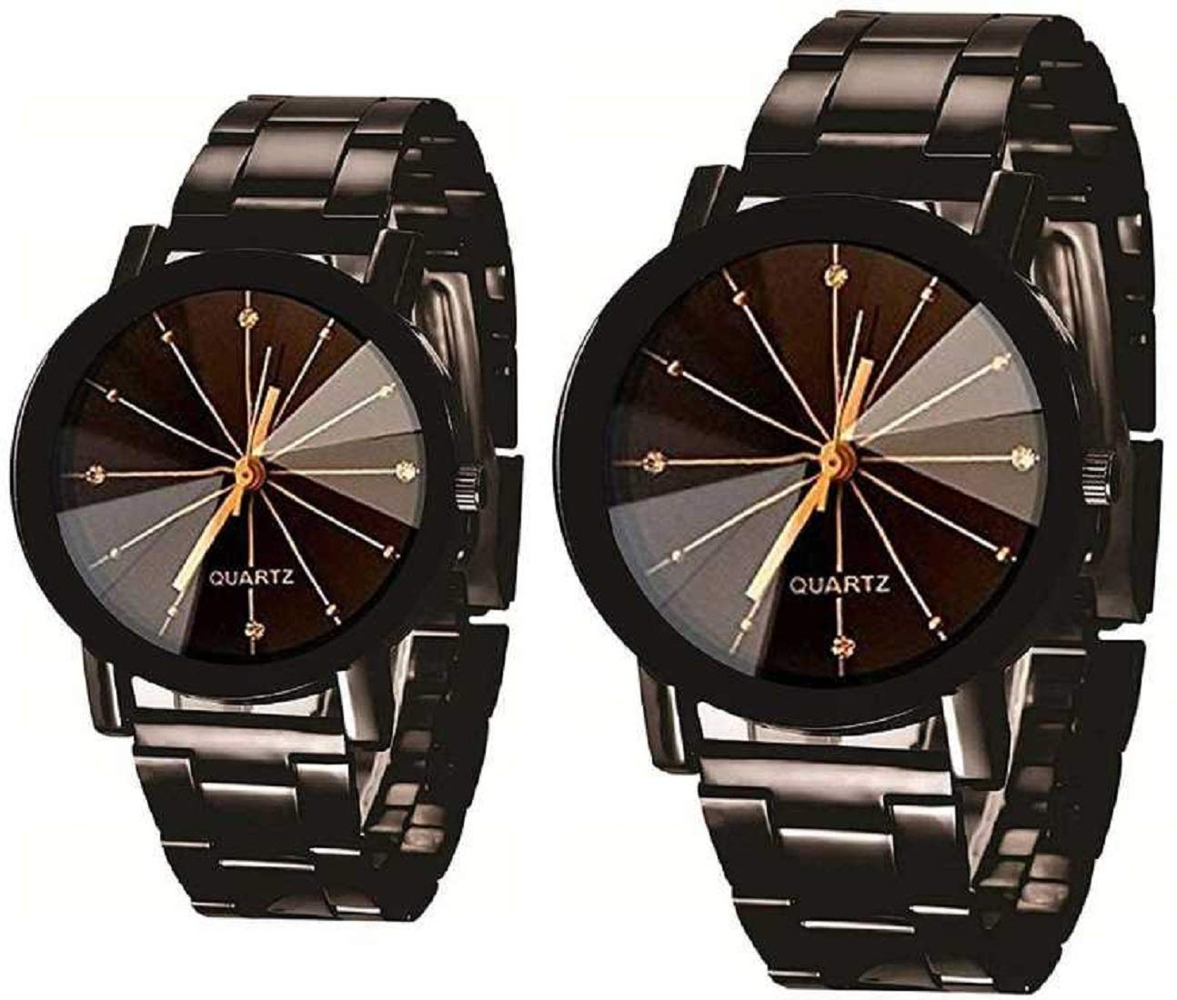 Zeydan Analogue Black Color Chain Strap Beautiful Couple Watch(HNH-023)