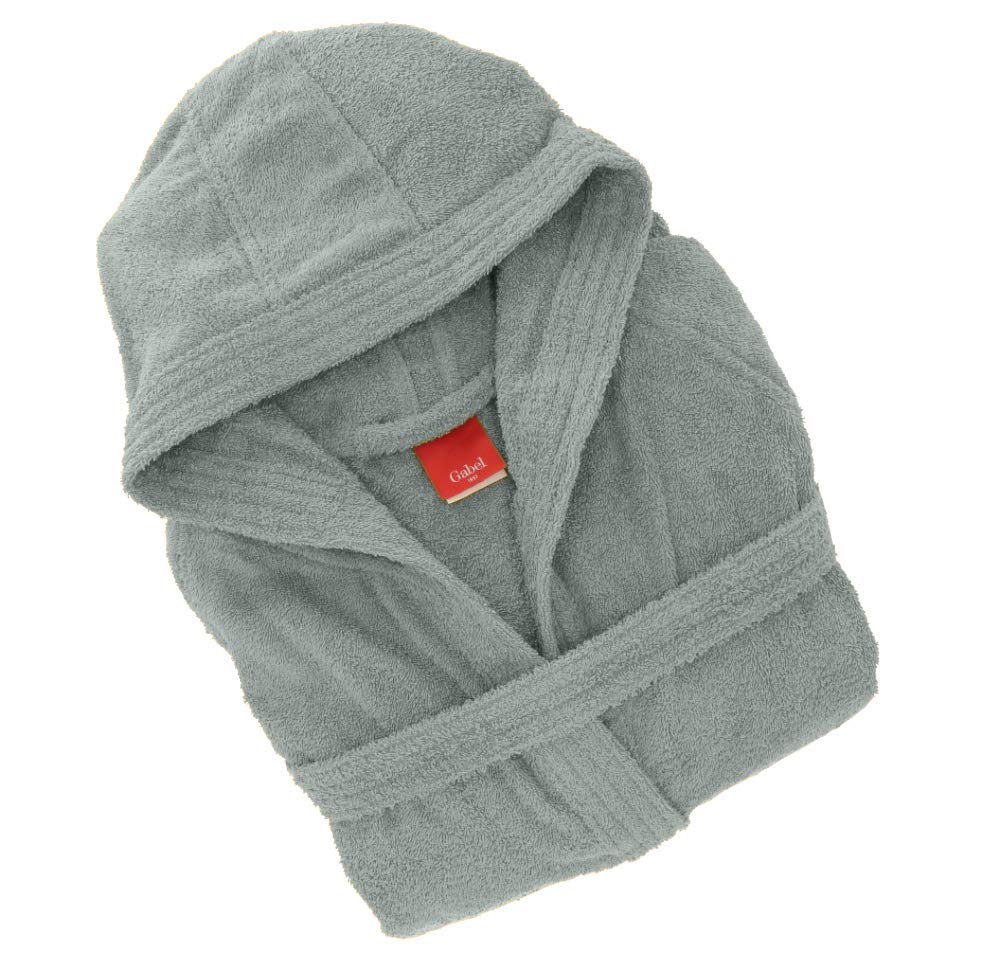 Gabel - Accappatoio adulto unisex in spugna di puro cotone idrofilo, tinta unita, peso spugna 380 gr/mq, ampie tasche, cintura e pratico cappuccio, anche come vestaglia.