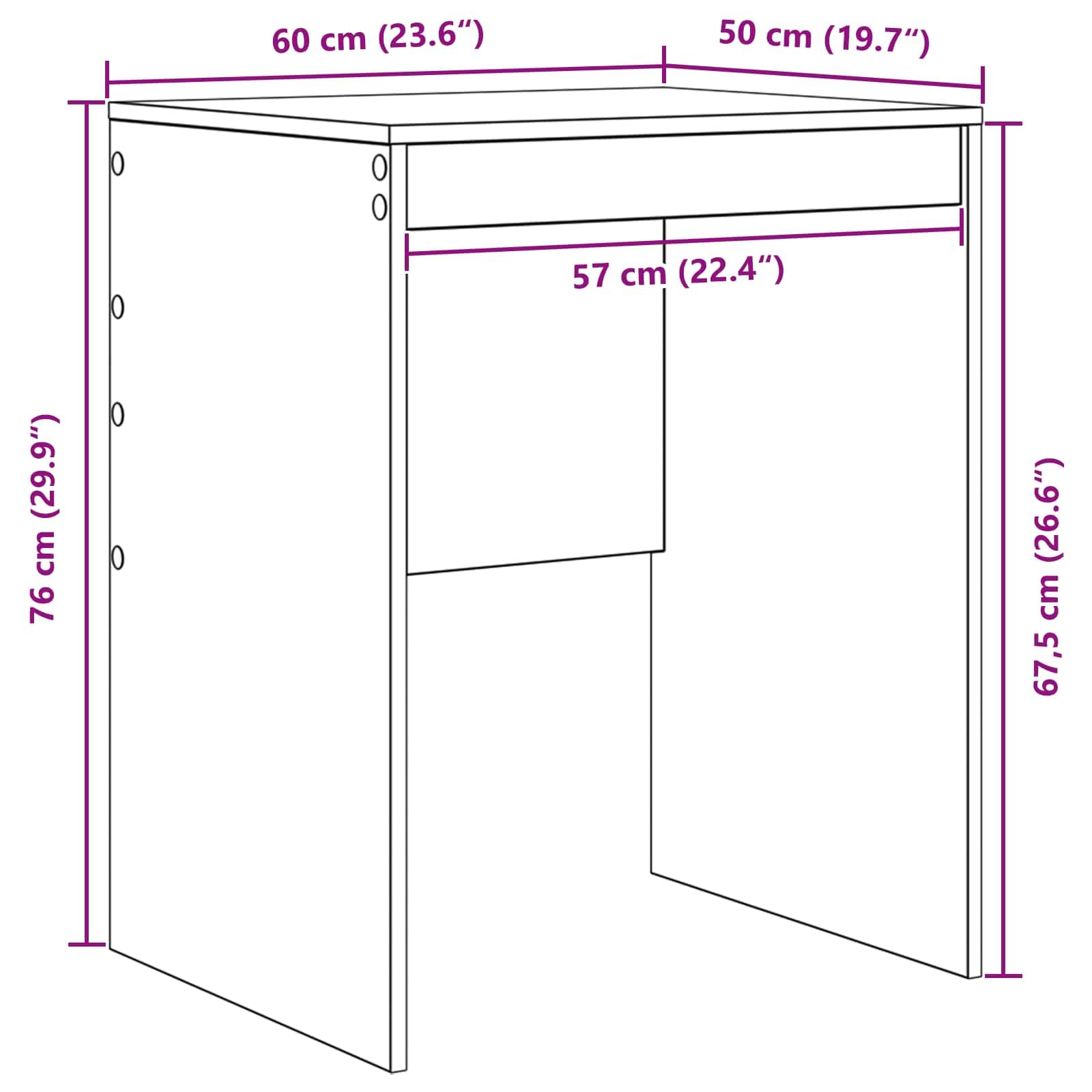 Schreibtisch Artisan Eiche 105,5 x 50 x 127 cm für Büro Homeoffice mit Tastaturablage Regal und 2 Schubladen 2er Set für Monitor Laptop