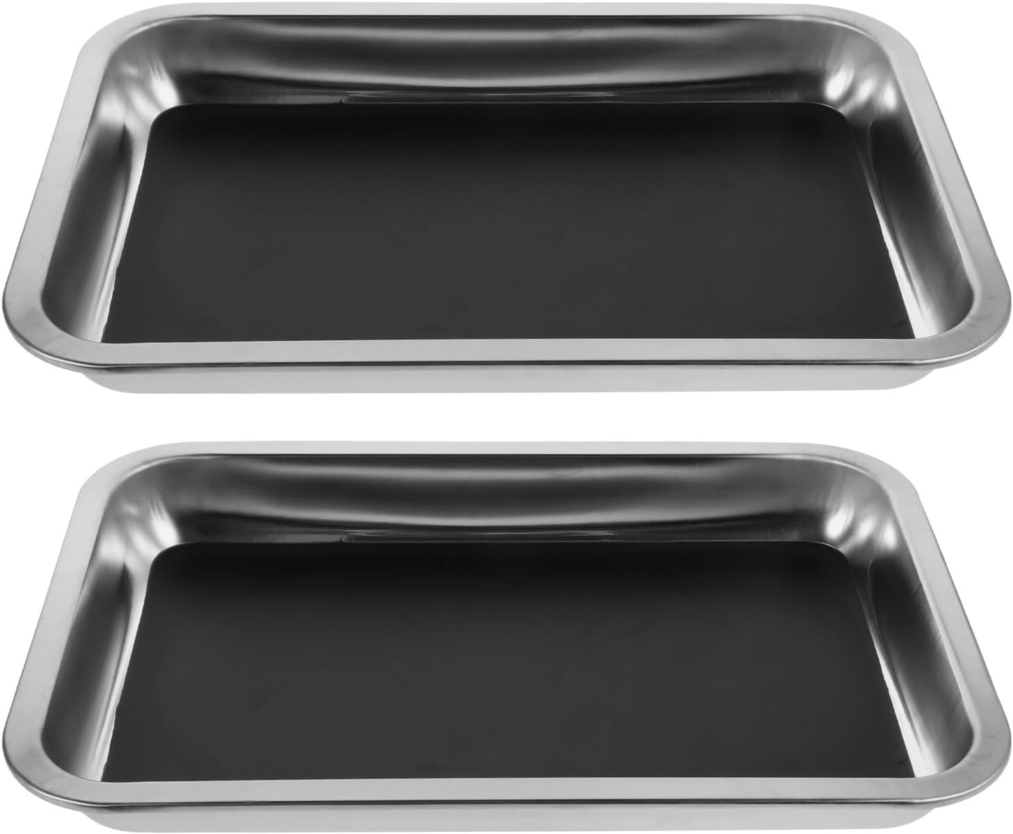 2pcs Stainless Steel Dissection Trays for Biology, Reusable Rectangular Anatomy Trays with Integrated Wax Lining and Polished Surface, 12x8x1.4 Inches, for Labs and Classrooms