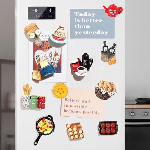 Vista 17 de Imanes de nevera de alimentos para nevera, divertidos lindos imanes para refrigerador, calcomanías para cocina, imanes decorativos de resina fuerte