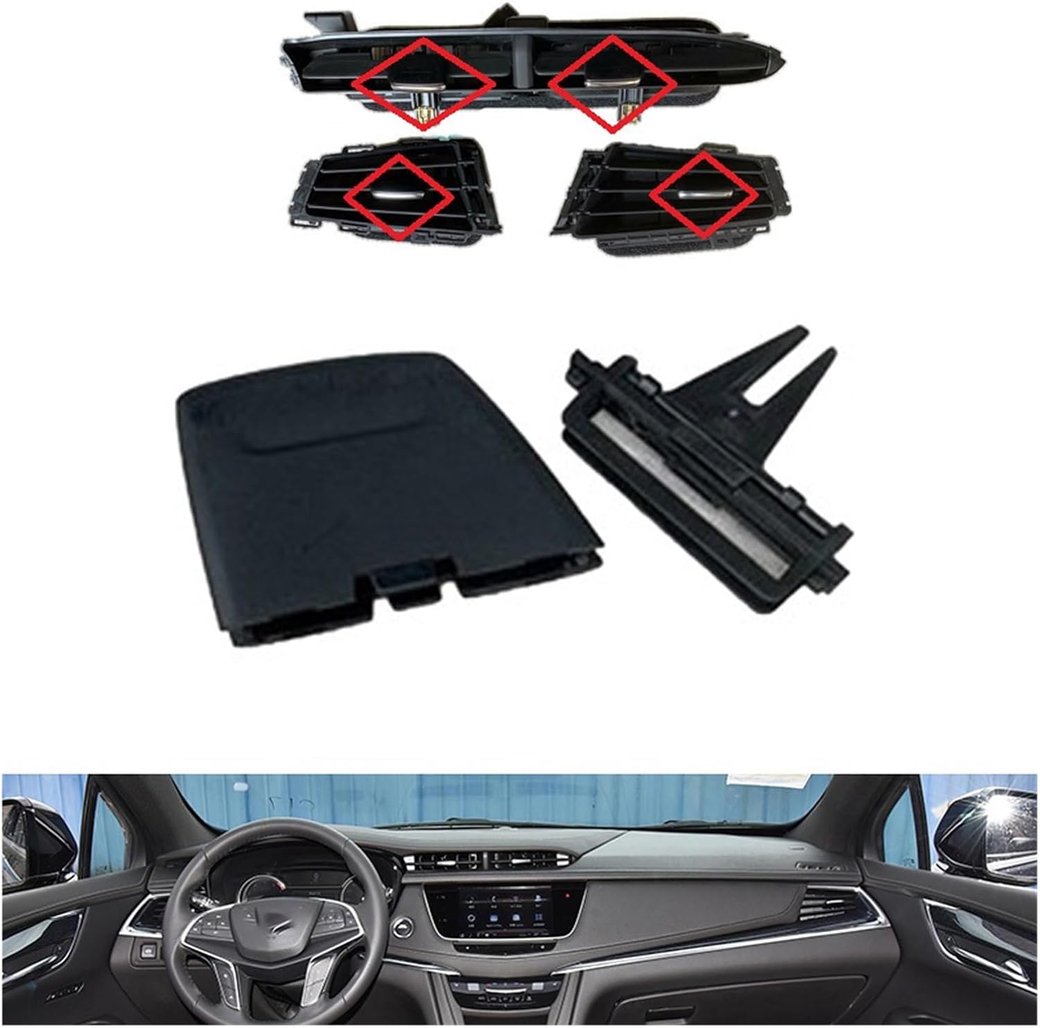 Clip Compatible for Cadillac XT5 Compatible for Cadillac XT6 Air Condition Outlet Air Outlets Air Vent Dashboard Air Grille Vent Air Leaf (Color : Middle 2pcs)