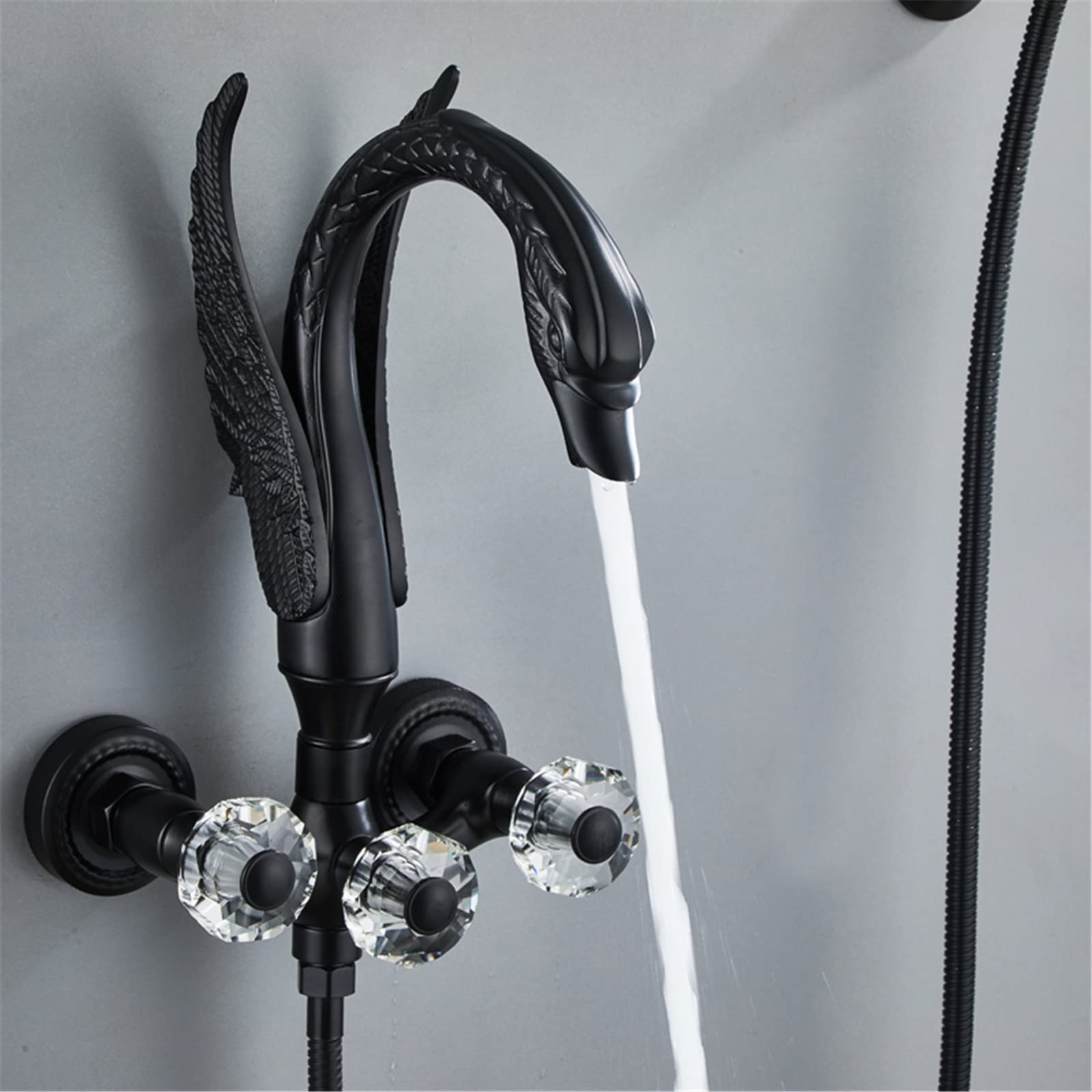 Bateria Wannowa Z Prysznicem Ręcznym, Bateria Wannowa Retro Swan, System Prysznicowy Ścienny Z Baterią Mieszającą Do Wanny, Węże Prysznicowe I Uchwyty, Podwójna Funkcja,