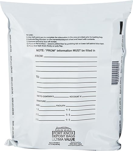 BankSupplies Ultima Value - Bolsas de depósito blancas  9 pulgadas de ancho x 12 pulgadas de alto  Paquete de 1000  Tránsito, transferencia, objetos