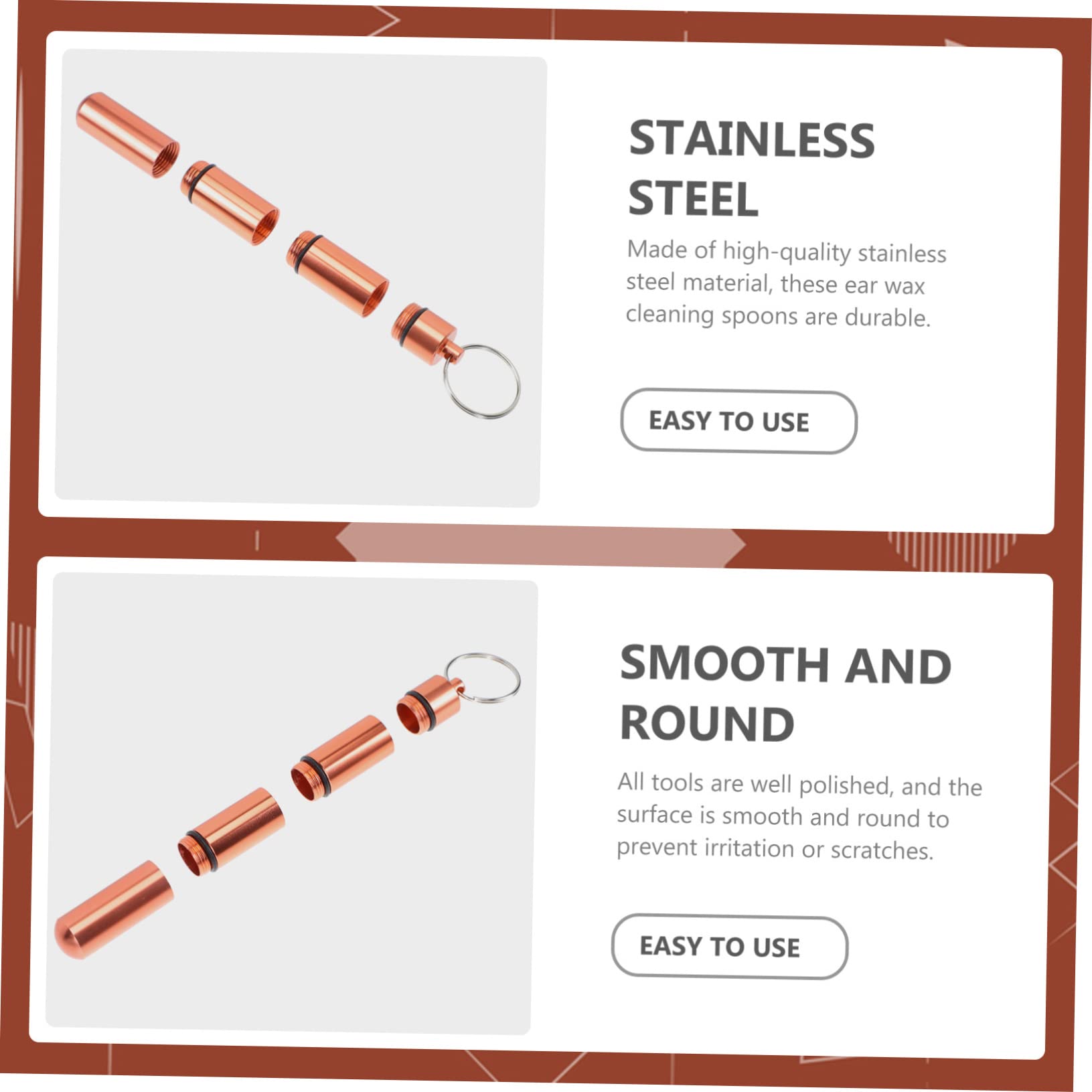 minkissy 6pc Aluminum Case Stainless Steel Ear Wax Picks Multipurpose Ear Cleaning Kit Easy to Use and Clean Rose Gold