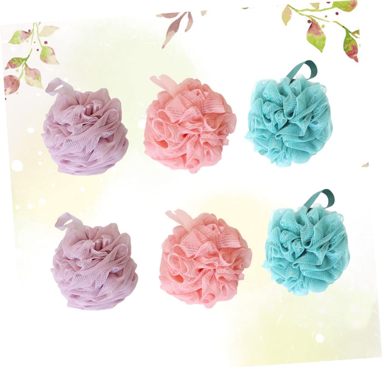 CLISPEED 6Pcs Bath Ball for Adults Soft Bubble Maker Pink of Each for Exfoliating Cleansing Skin with Shower Gel Soap