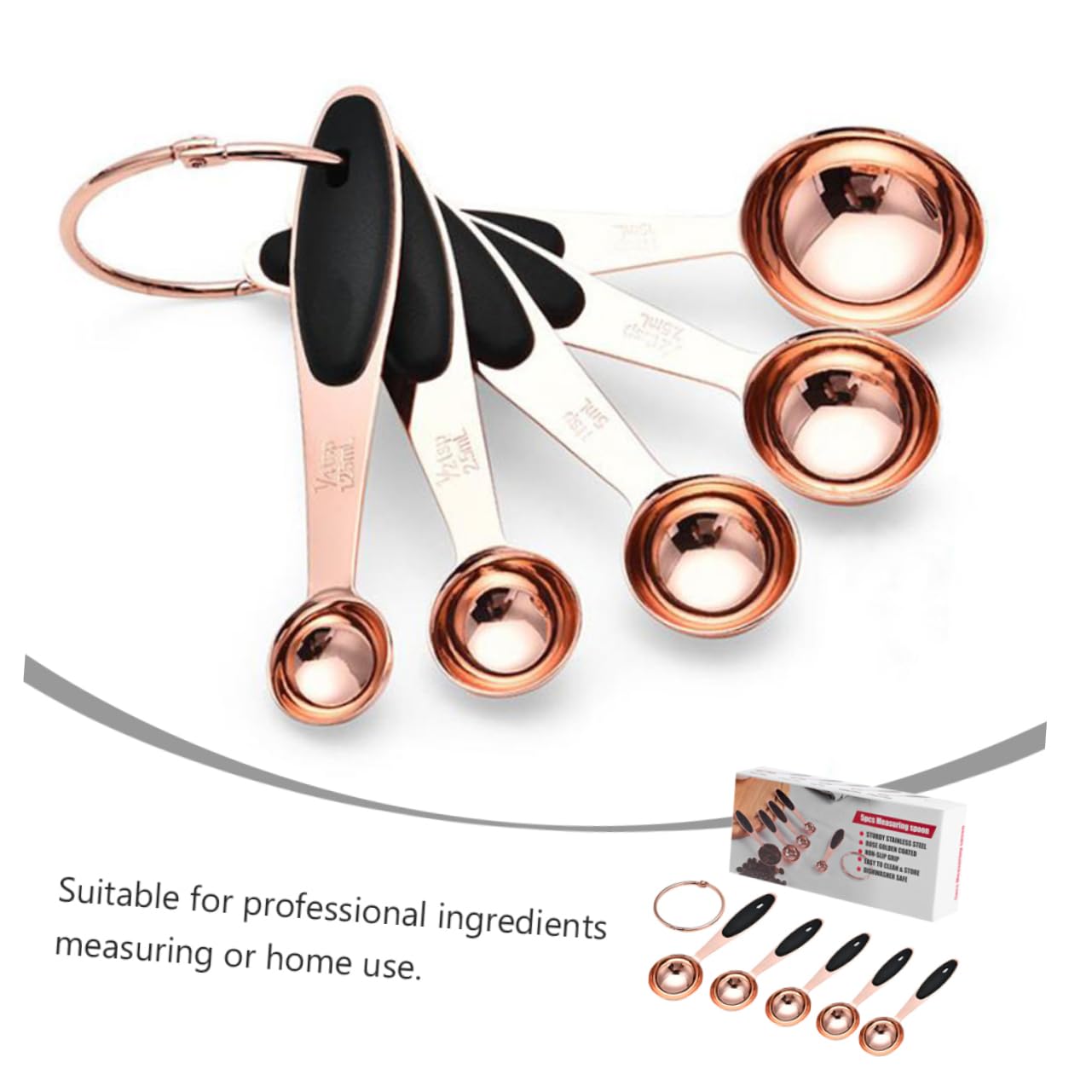 Ciieeo 3 Ensembles Cuillère à mesurer de en or rose cuillere doseuse cuillères à mesurer accessoires de cuisine cuillère à cocktail Acier inoxydable Rose Gold