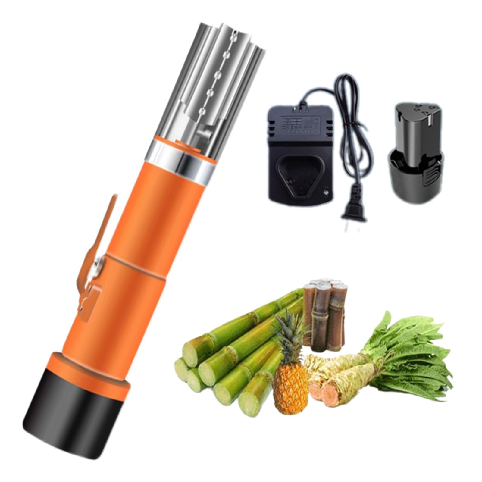 Automatic Sugarcane Scraping Machine, Mini Electric Sugar Cane Peeler Peeling Machine, with Battery Capacity 2200MAh, for Sugarcane, Coconut, Pumpkin, Winter Melon