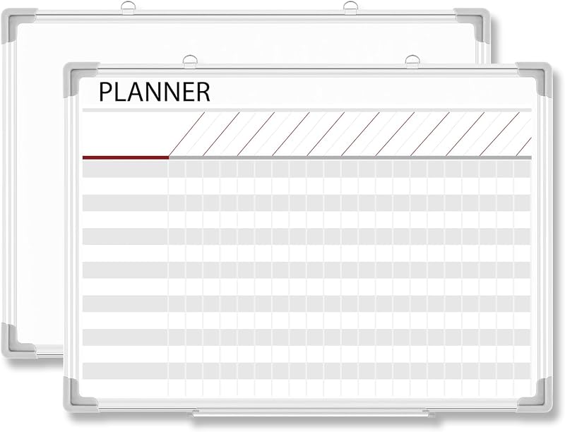 Aluminum Frame Dry Erase Board with Lines, Double Sided Wall-Mounted Whiteboard for Scheduling, to Do Lists & Weekly Planning, Reusable Calendar for Home & Work(Make Ready Board,18"x24")