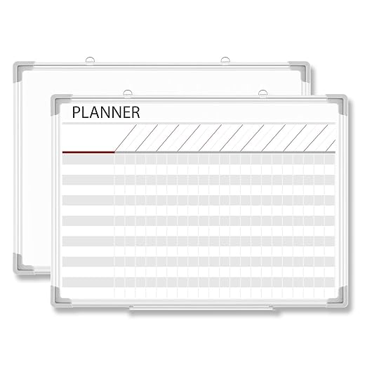 Lincia Aluminum Frame Dry Erase Board with Lines, Double Sided Wall-Mounted Whiteboard for Scheduling, to Do Lists & Weekly Planning, Reusable Calendar for Home & Work(Make Ready Board,18"x24")