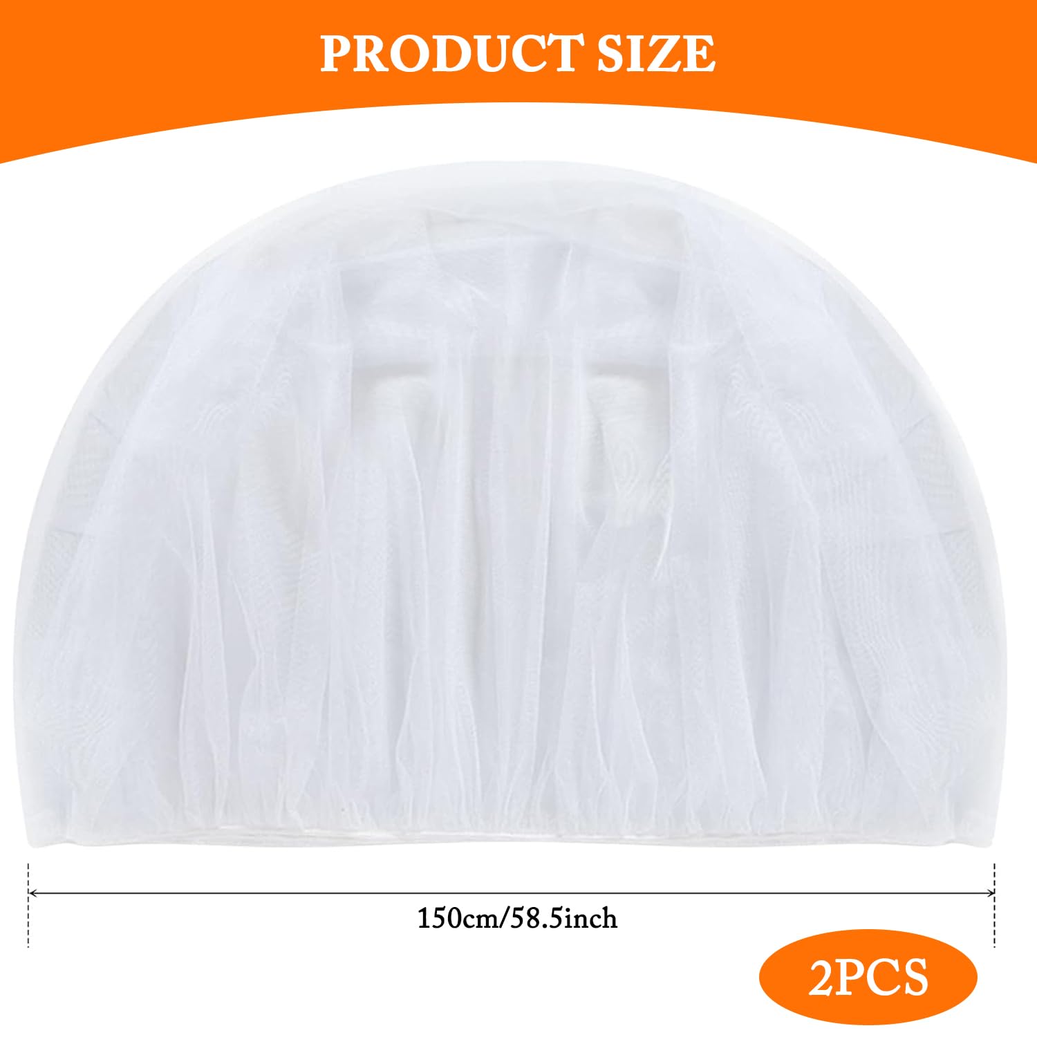 2 Pcs Baby Mosquito Net for Pushchair, Baby Infant Fly Insect Net, Baby Mosquito Net for Stroller, Universal, Washable Mosquito Net Cover, for Baby Carrycots and Travel Cribs Suitable (White) - Image 2
