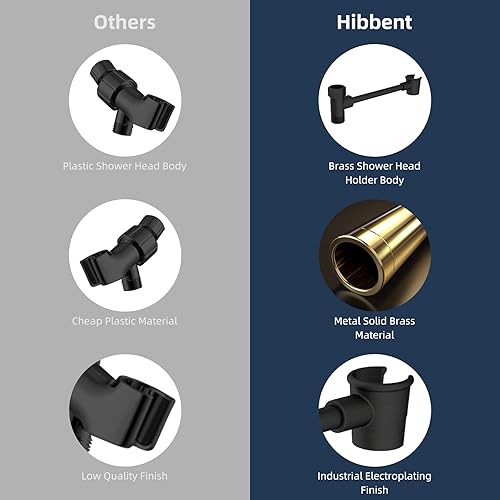 Miniatura 3 de Hibbent Soporte de cabezal de ducha de metal, soporte ajustable de latón macizo para cabezal de ducha de mano, soporte de rociador de ducha, bronce